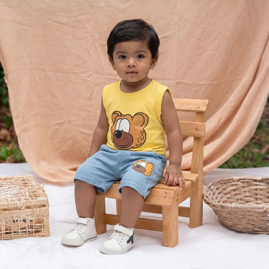 Kids' Sweatshirt & Shorts Set with Paw Print