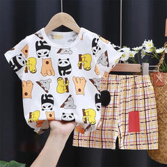 Adorable Panda-Print Babies Clothing Set - Includes Shirt & Shorts