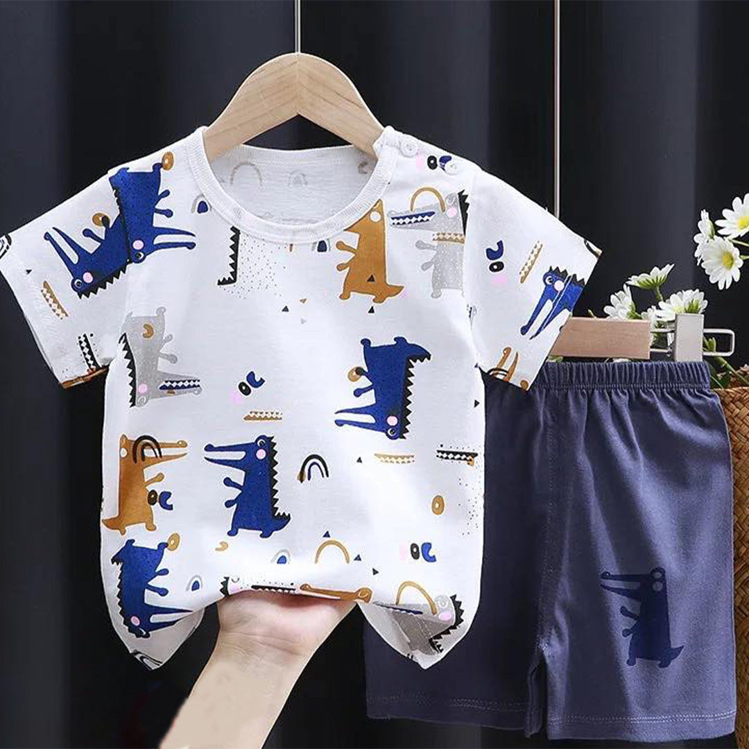 Unique Baby Clothing Set with Blue and White Dinosaurs