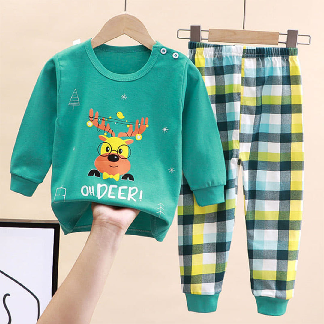 Eco-Friendly Pajamas for Babies - Green & Yellow Plaid Sweater and Pants