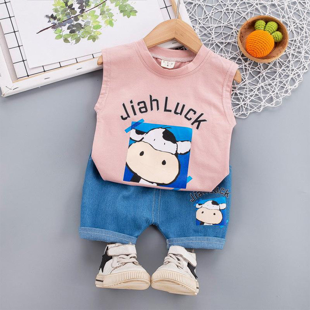 Chic Cow Tank and Jeans Set with Adorable Cow Pattern - Casual Summer Fashion