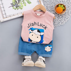 Chic Cow Tank and Jeans Set with Adorable Cow Pattern - Casual Summer Fashion