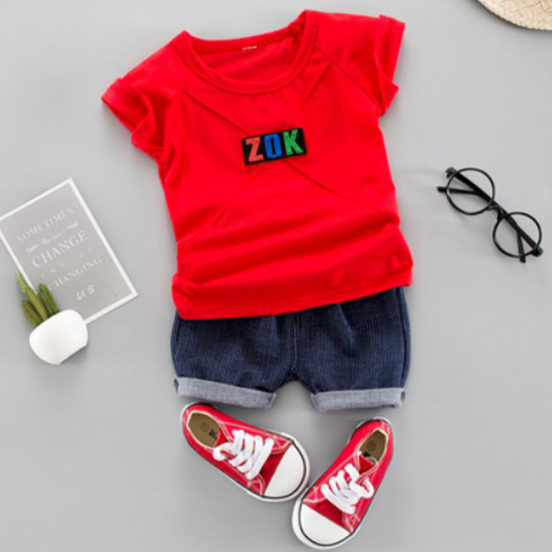 Red Baby Onesie with ZooK Unique Design - Summer Essential