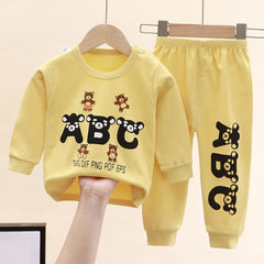 Yellow Baby Onesie with ABC and Bear Pattern | Kids Clothing Set