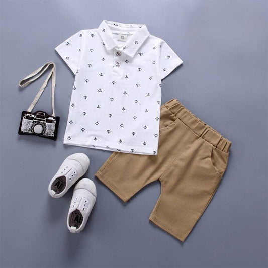 Trendy Kids' Summer Outfit Set - Adorable Matching Outfit with Polo Shirt & Shorts