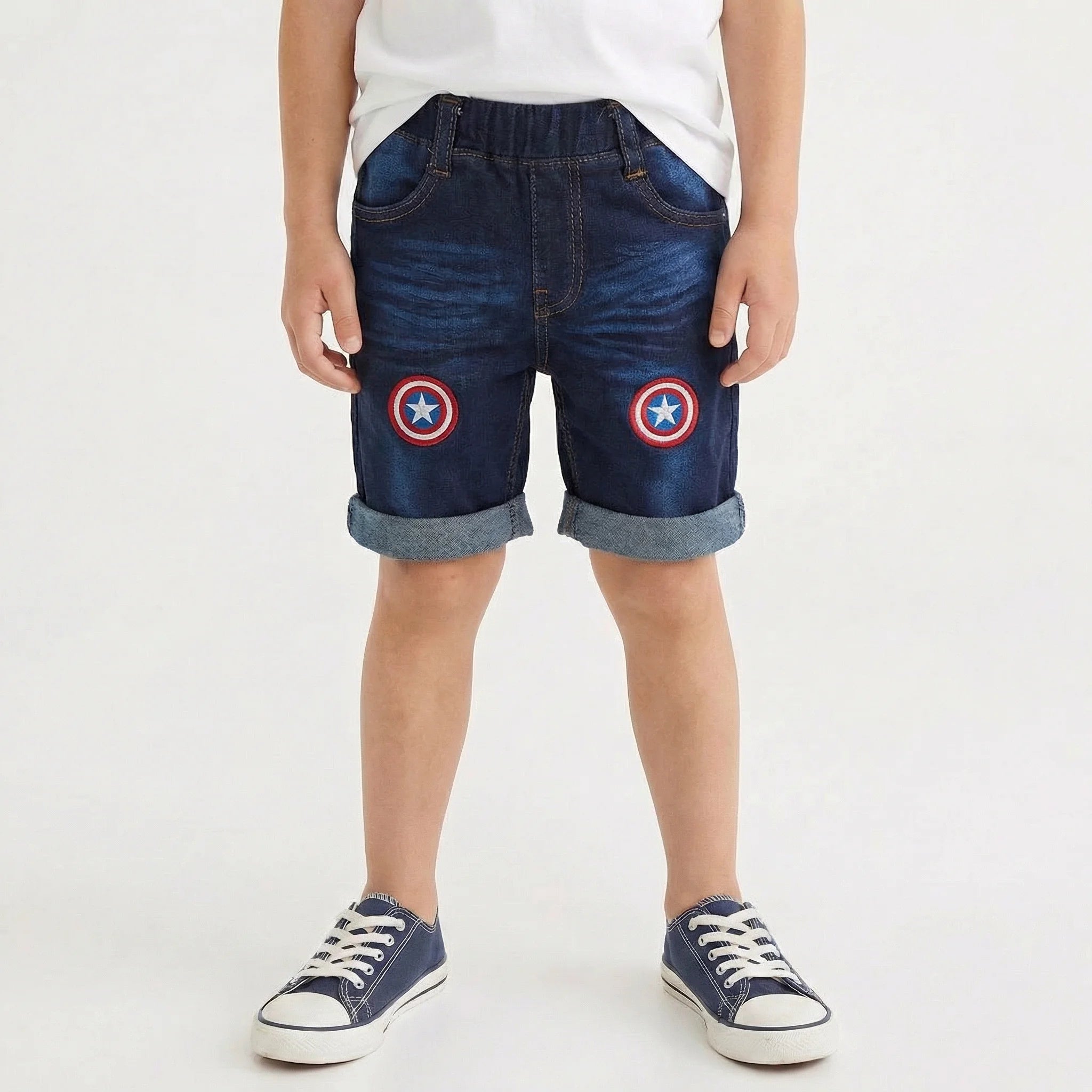 Marvel Avengers Denim Shorts with Pocket Logo - Superhero Boys Jeans