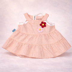 Peach Ruffled Romper with Flower Applique - Adorable Toddler Outfit