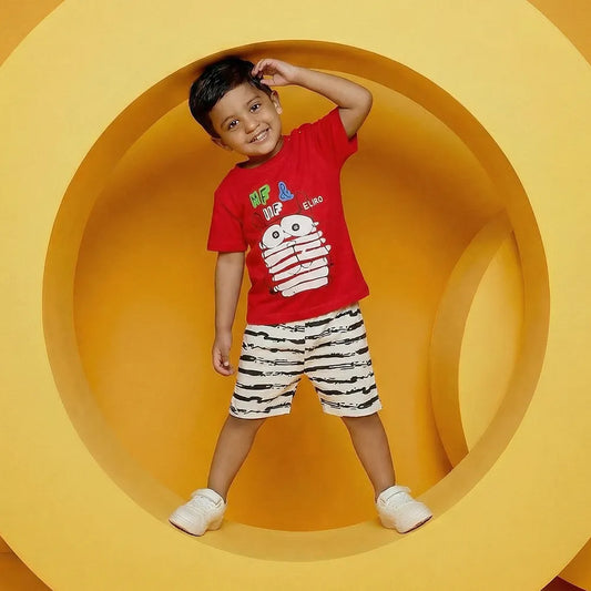 Stylish Construction Vehicle Tank Top + Striped Shorts