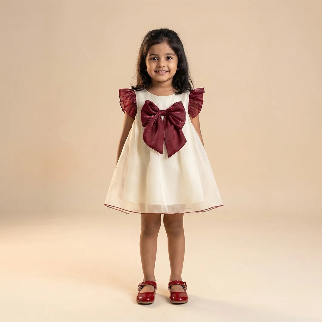 Trendy Kids Fashion: Orange and White Patterned Toddler Dress