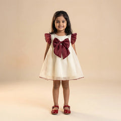 Trendy Kids Fashion: Orange and White Patterned Toddler Dress