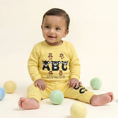 Yellow Baby Onesie with ABC and Bear Pattern | Kids Clothing Set