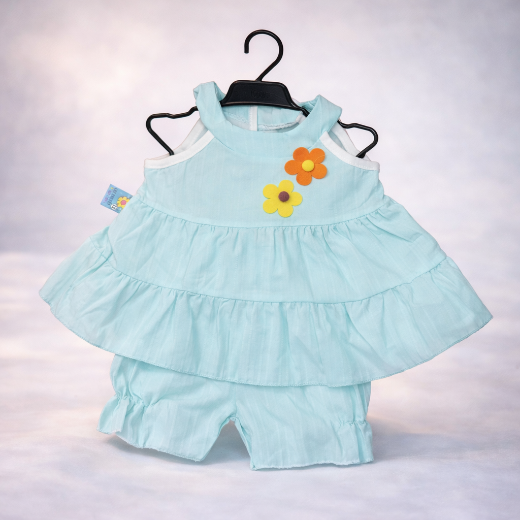Ruffled Romper with Flower Applique - Adorable Toddler Outfit