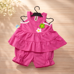 Ruffled Romper with Flower Applique - Adorable Toddler Outfit