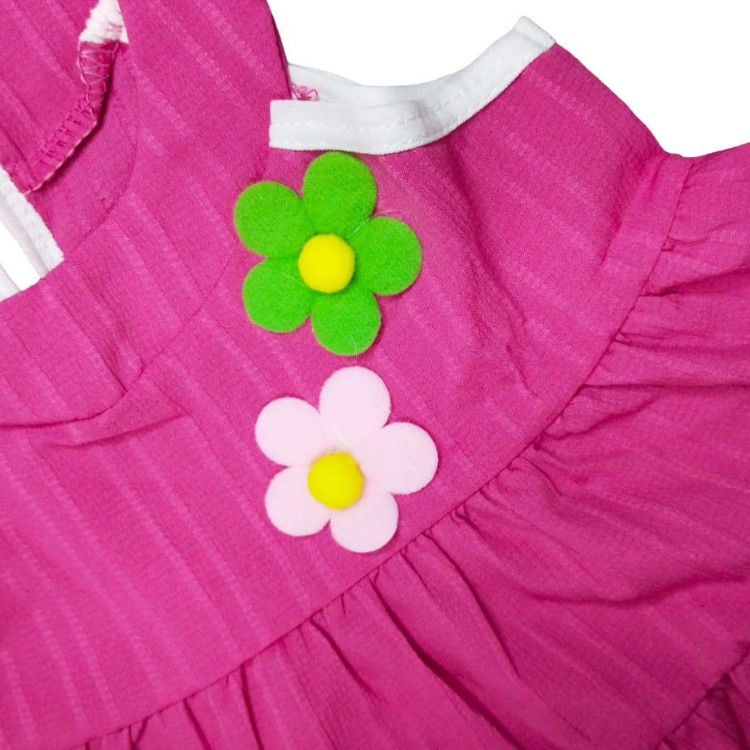Ruffled Romper with Flower Applique - Adorable Toddler Outfit